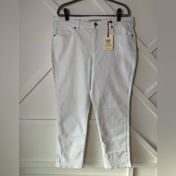 NWT Lands’ End Plus Size Mid Rise Slim Straight Jean White Size 18W - Picture 2 of 13